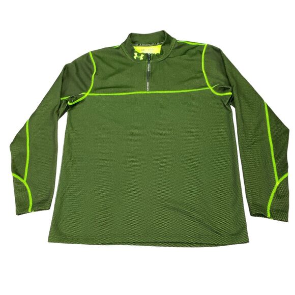 Under armour Activewear Top Men's XL Green ColdGear Skateboarding Quarter Zip - Picture 12 of 16